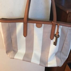 Fossil striped Tote- Good Used condition